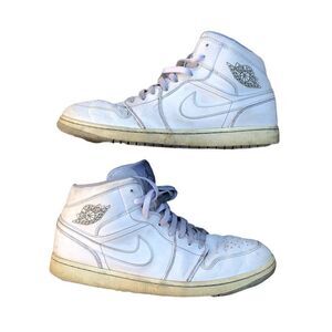 BEATER 2015 Nike Air Jordan 1 Mid White Wolf Grey Size 14